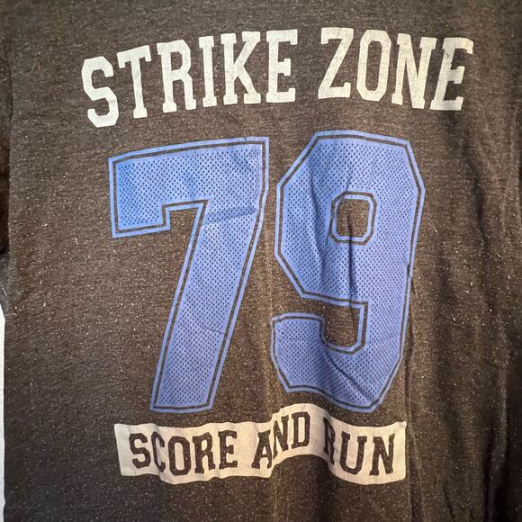The T-Shirt Baseball Gray Strike Zone Score and Run Short Sleeve T-Shirt Large - Picture 2 of 6